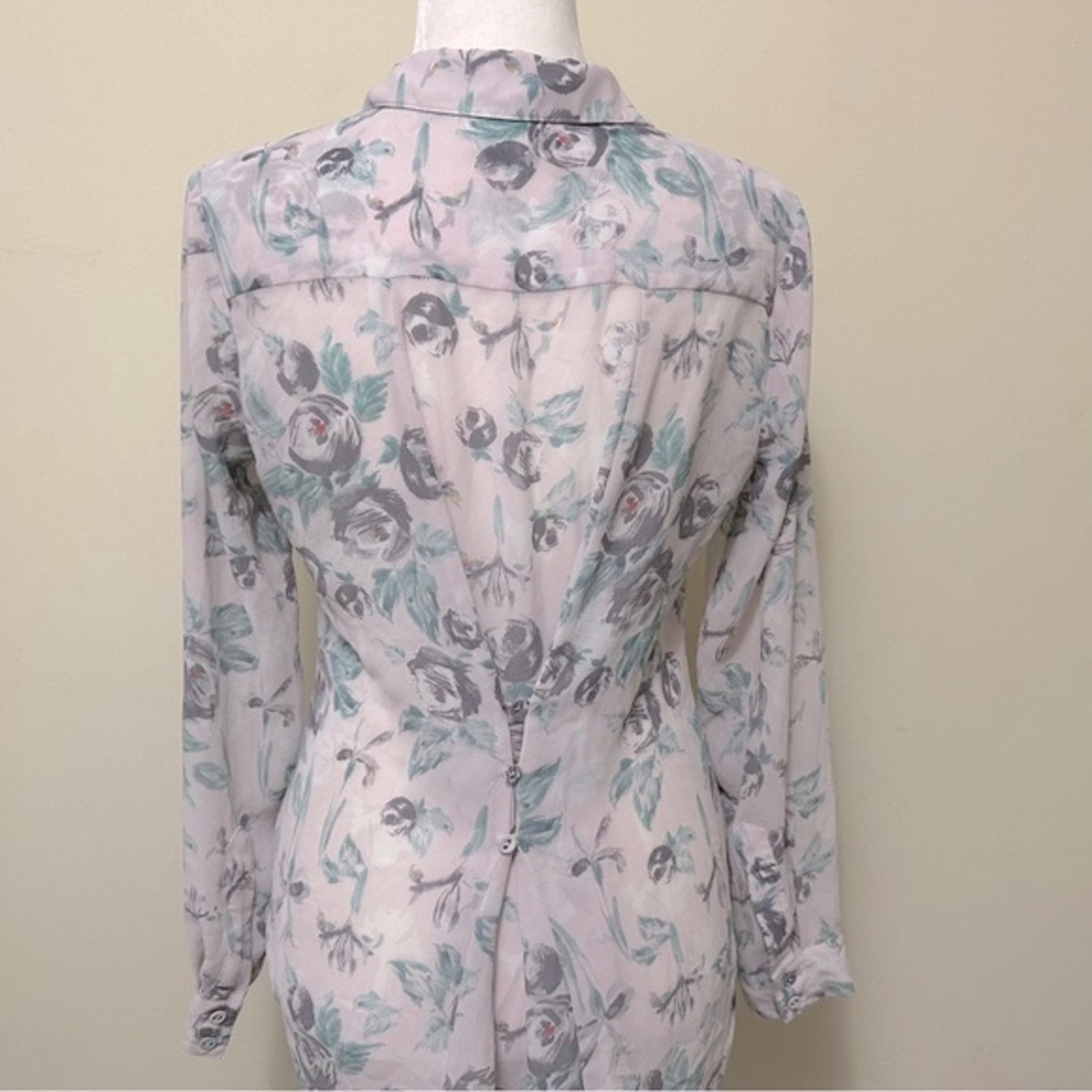 Kut from the Kloth Flora Print Semi-Fit w Back Gathered Button Up Shirt Blouse S - Picture 11 of 16